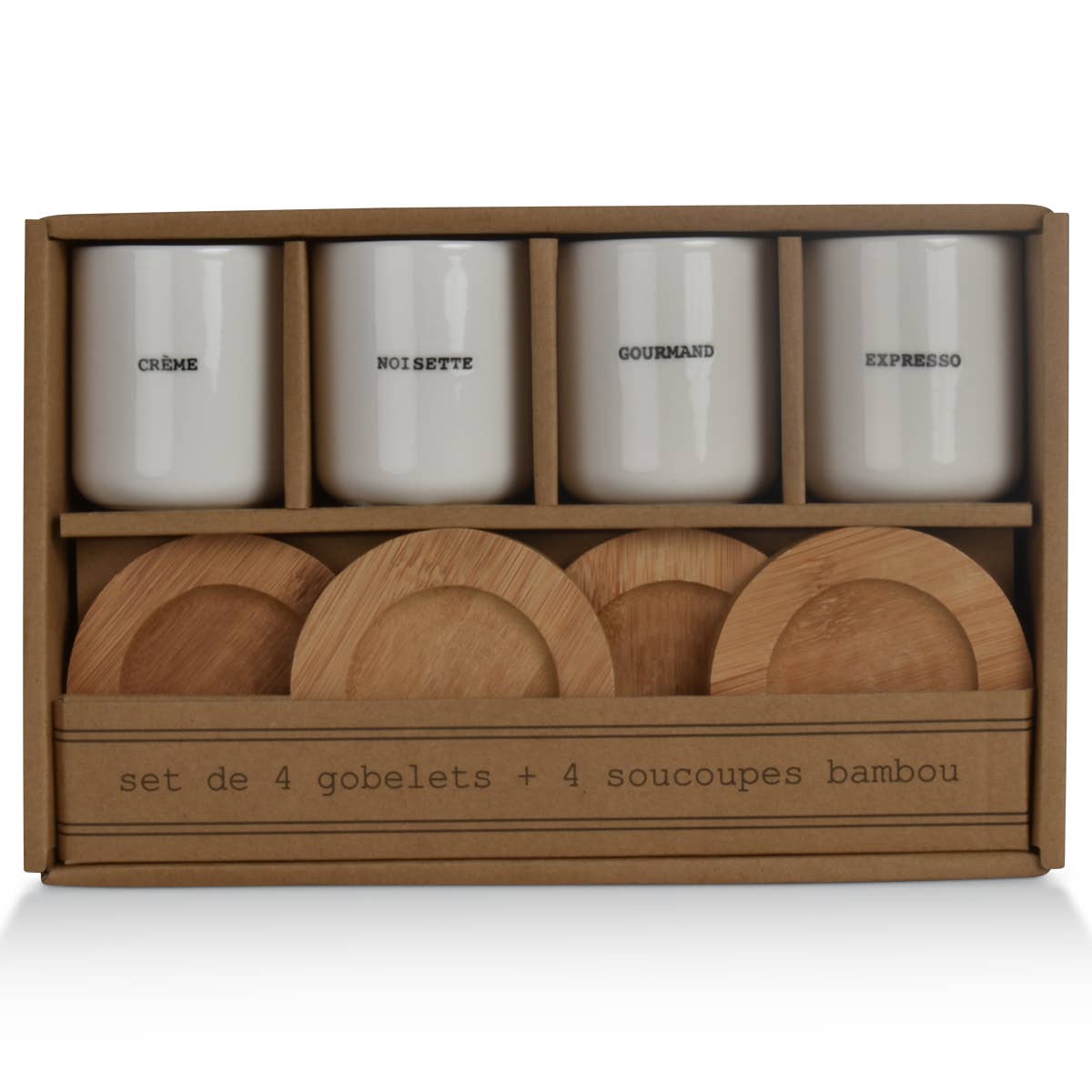 Set of 4 Writing Cups with Saucers D5,7H6,5cm