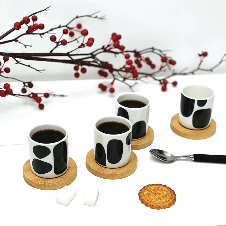 Set of 4 Black Cutting Cups D5.7 H6.5cm