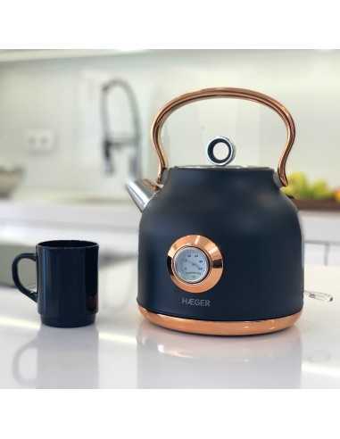 Electric Jug Haeger Art Deco Black - in Stainless Steel 1,7L 2200W