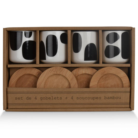 Set of 4 Black Cutting Cups D5.7 H6.5cm