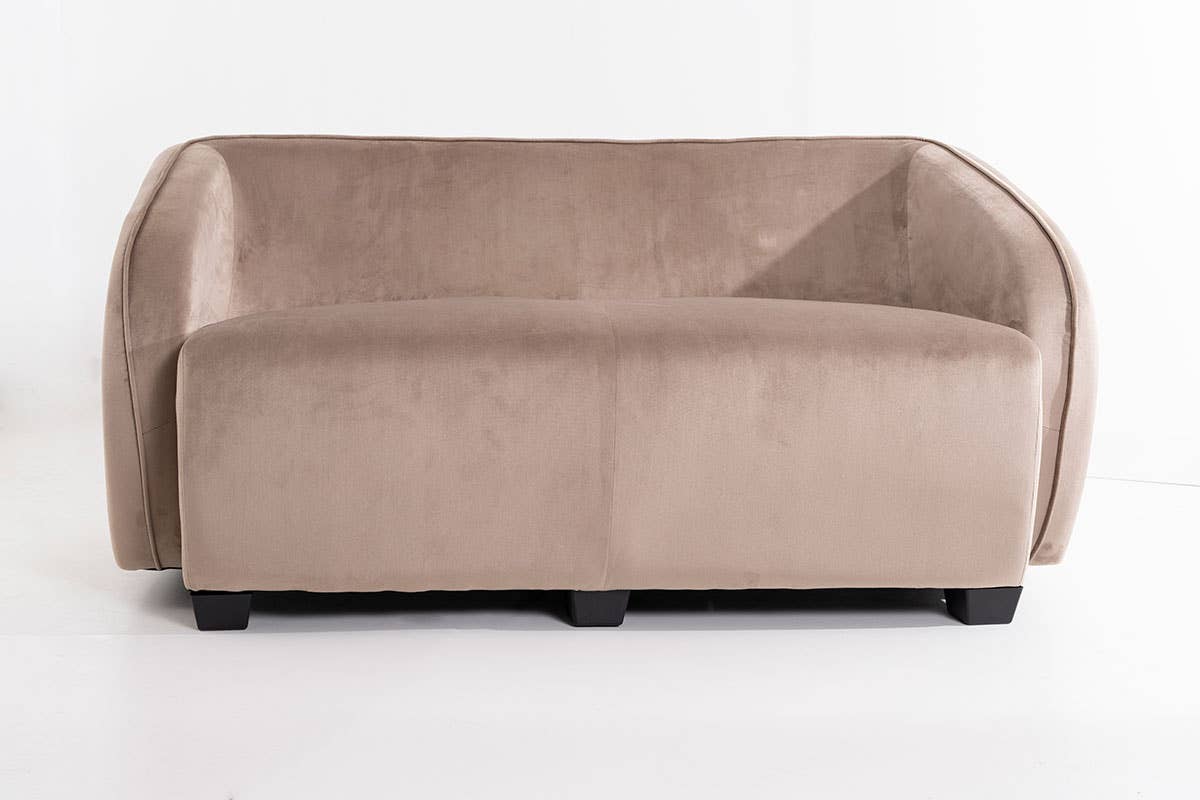 Beige Velvet Sofa with Wooden Legs 165X89X66Cm