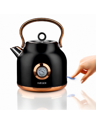 Electric Jug Haeger Art Deco Black - in Stainless Steel 1,7L 2200W