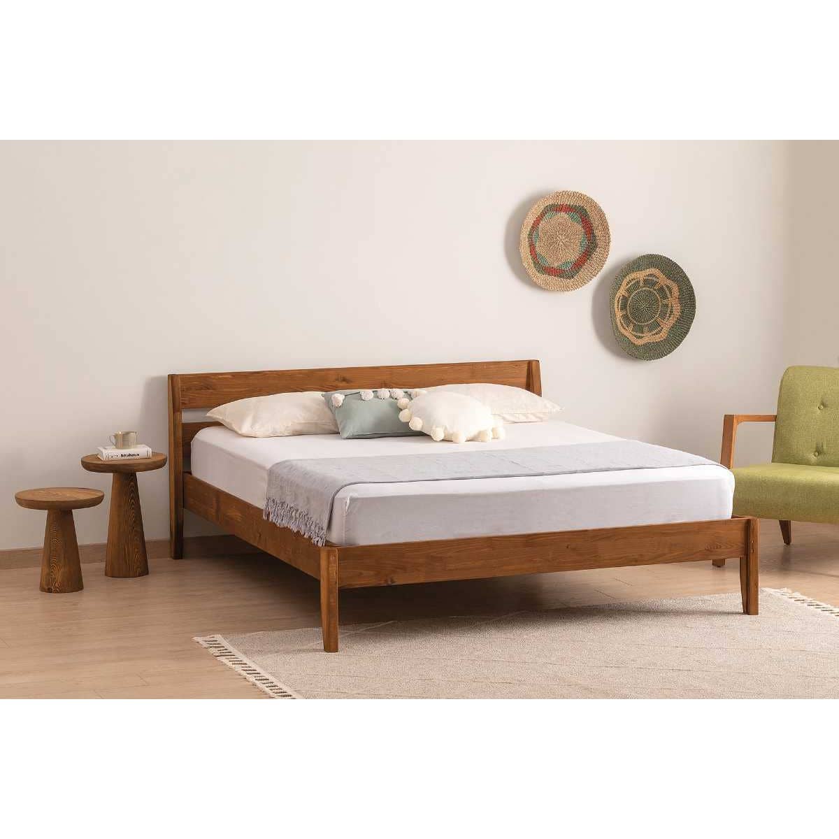 Venus Model Wooden Bed Single Pine Wood - Brown 90 x 200
