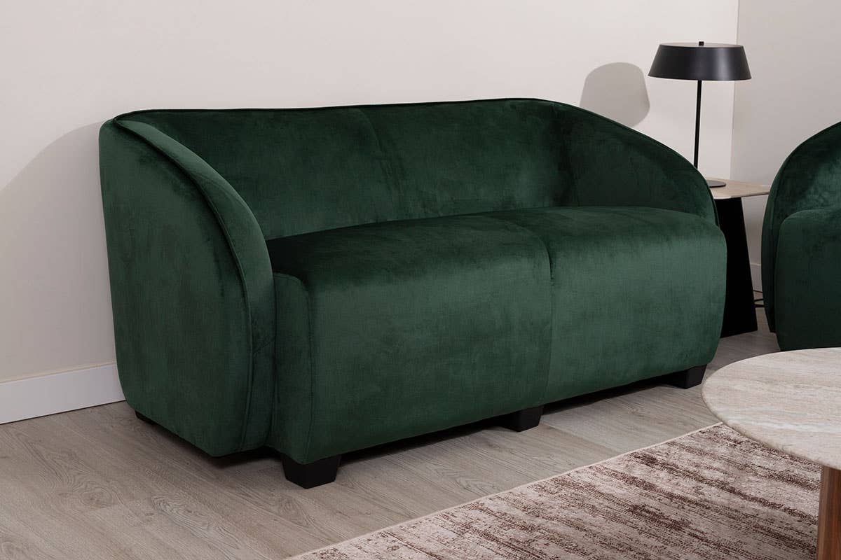 Green Velvet Sofa with Wooden Legs 165X89X66Cm