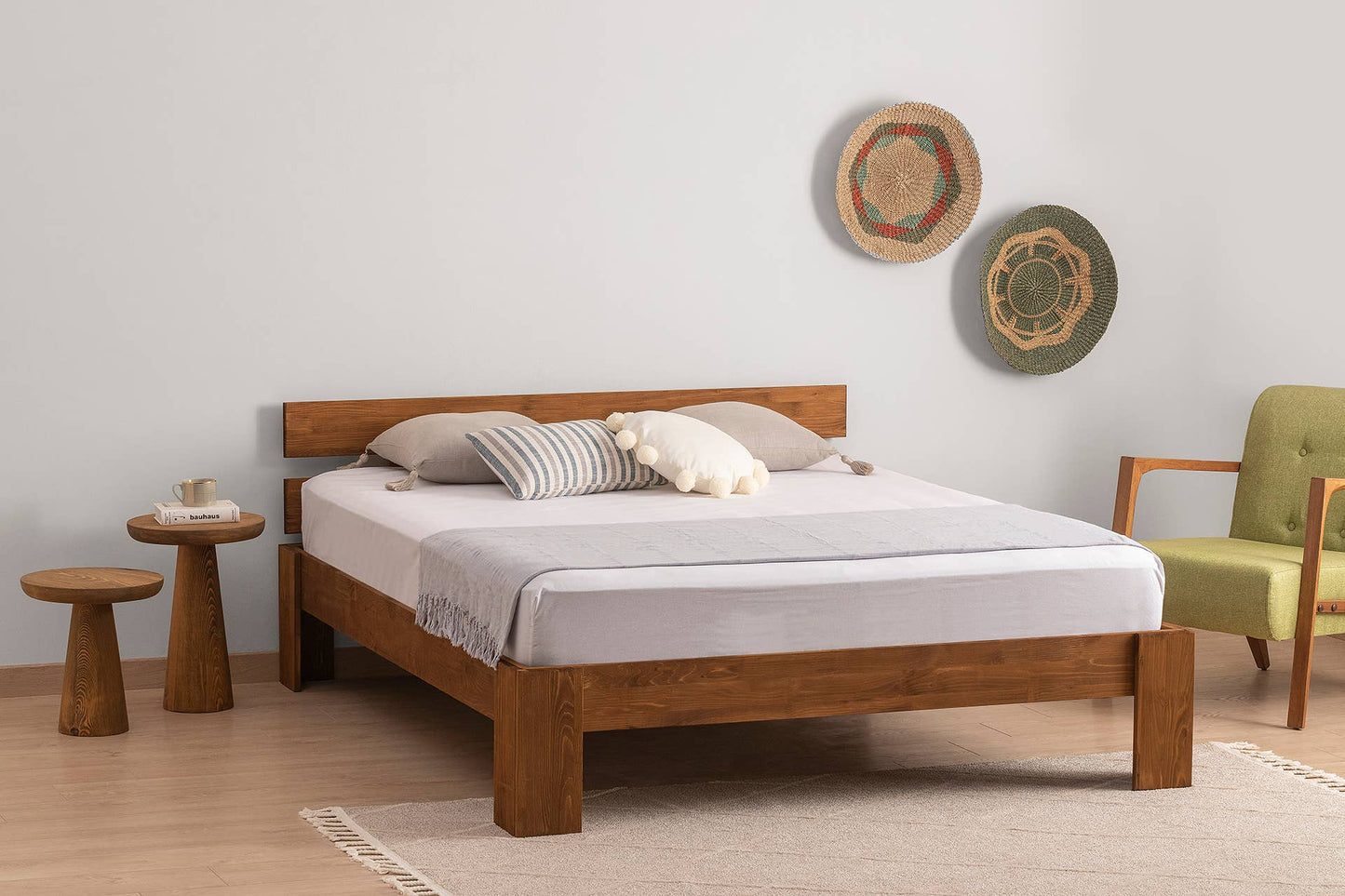 Berlin Model Wooden Bed Single Pine Wood - Brown 160 x 200