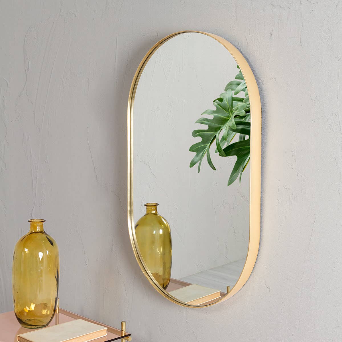 Golden Oval Mirror. 44X72Cm