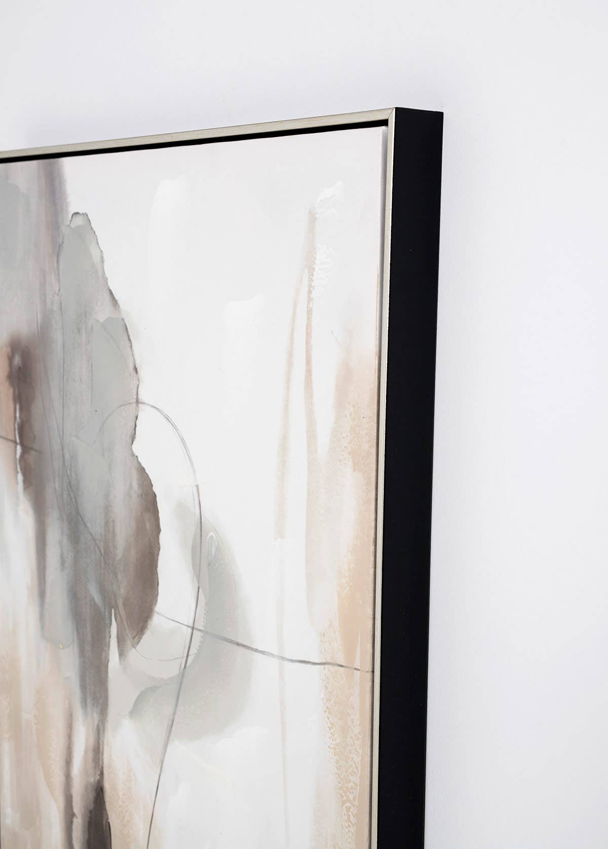 Set of 2 Oil and Printed Canvases with Silver Frame