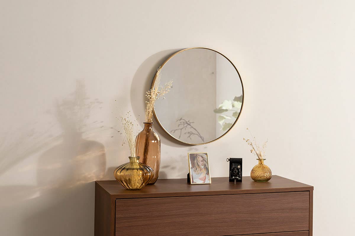 Round Gold Mirror. 51*51*4 cm
