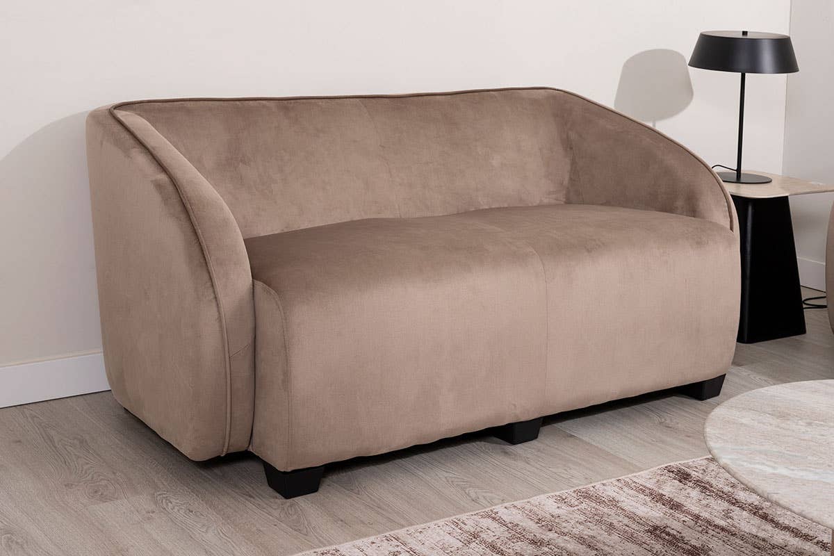 Beige Velvet Sofa with Wooden Legs 165X89X66Cm