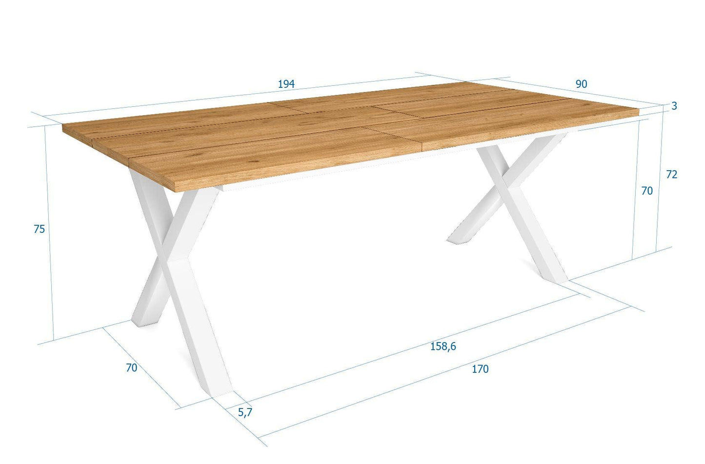 Dining Table | 10 People | 200 | Robust and Stable Thanks To Its Structure and Solid Legs | Ideal For Family Gatherings | Oak | Industrial Style
