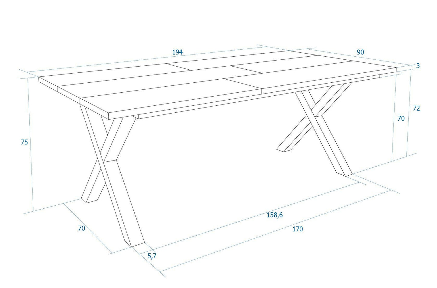 Dining Table | 10 People | 200 | Robust and Stable Thanks To Its Structure and Solid Legs | Ideal For Family Gatherings | Oak | Industrial Style