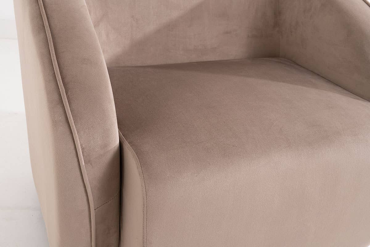 Beige Velvet Armchair with Wooden Legs 95X89X66Cm