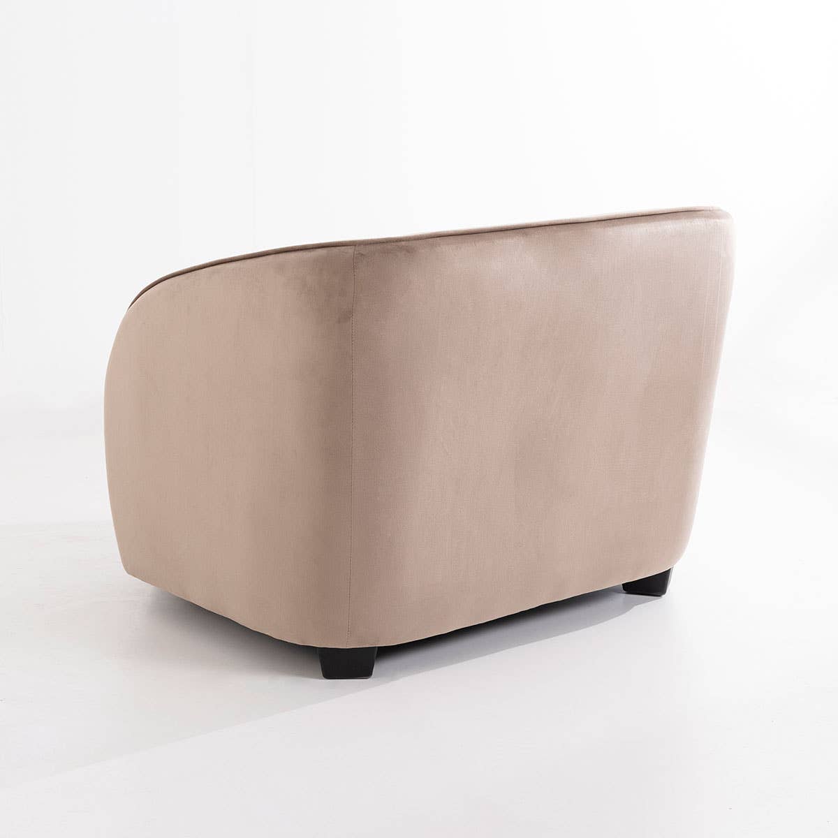 Beige Velvet Armchair with Wooden Legs 95X89X66Cm
