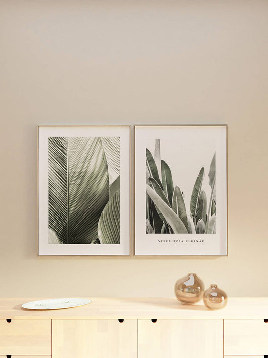 Set of 2 Printed Sheets 50X70Cm Green Leaf