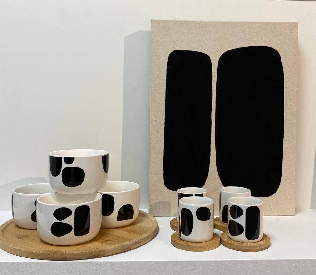 Set of 4 Black Cutting Cups D5.7 H6.5cm