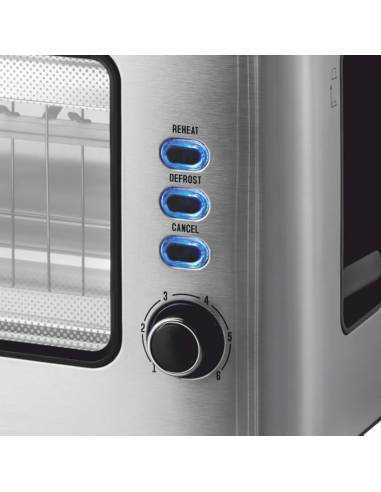 Toaster with Glass Window Haeger Window - 1 Extra Wide Opening, 1000W, 6 Temperatures, Inox