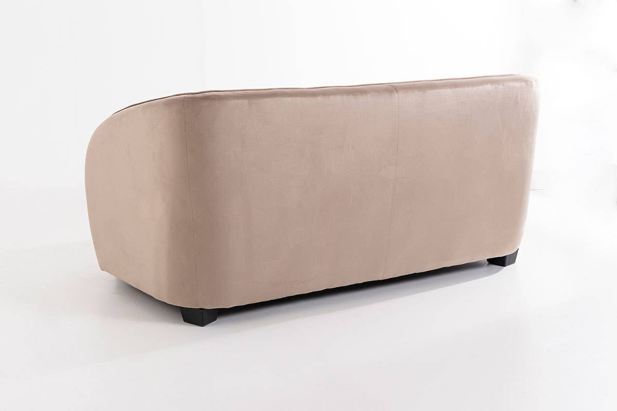 Beige Velvet Sofa with Wooden Legs 165X89X66Cm