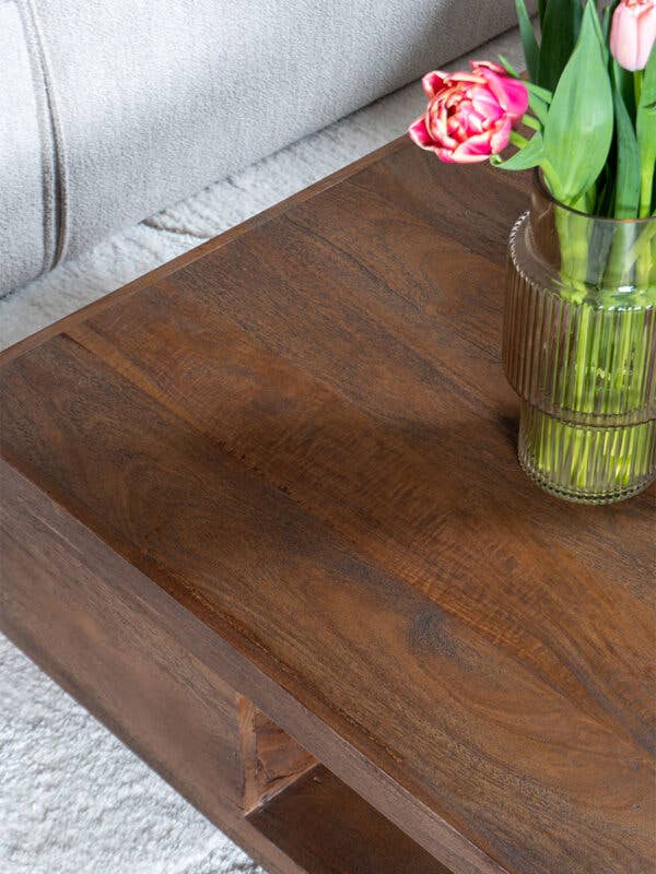 Bram Coffee Table - Espresso Mango Wood - 80 X 80 cm