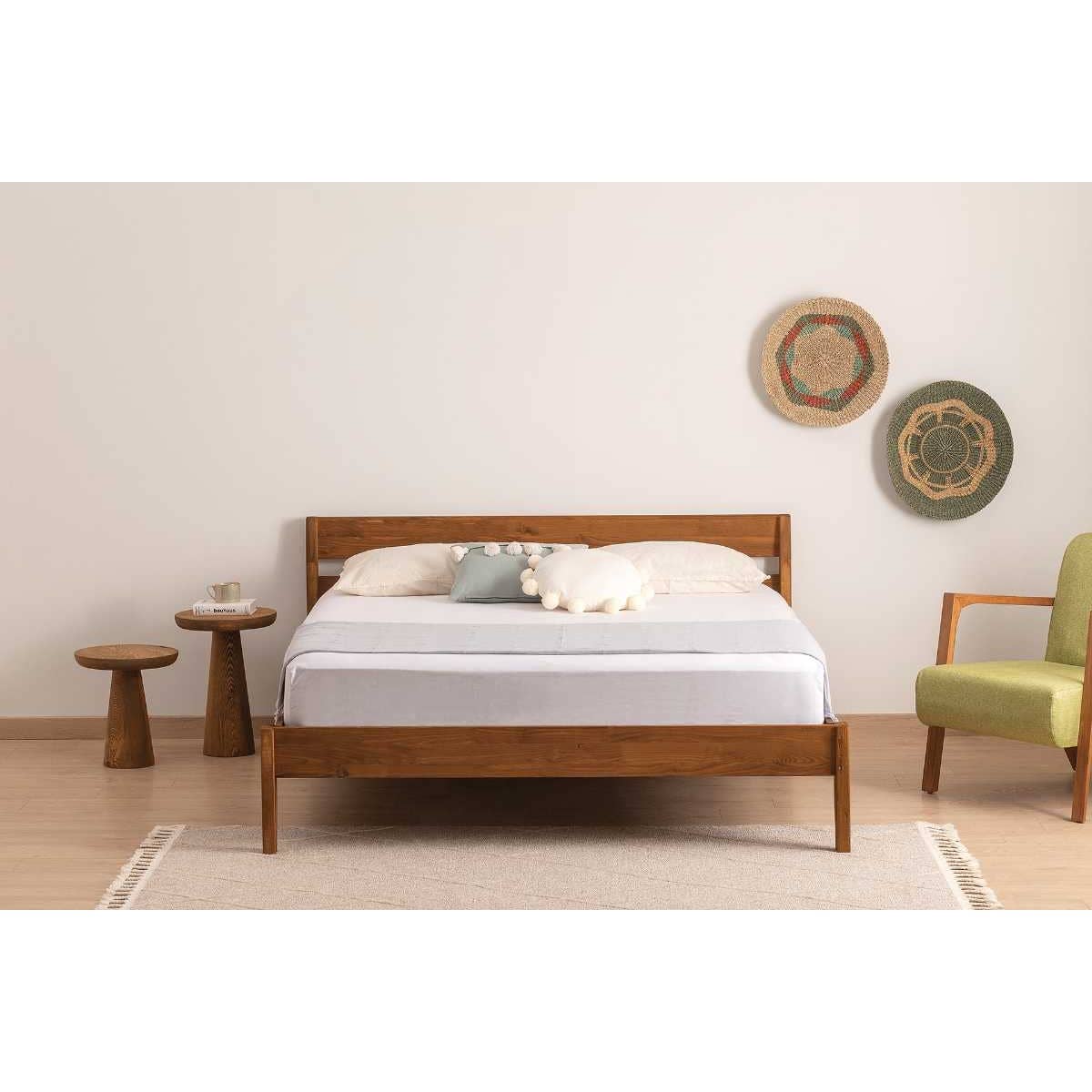 Venus Model Wooden Bed Single Pine Wood - Brown 90 x 200