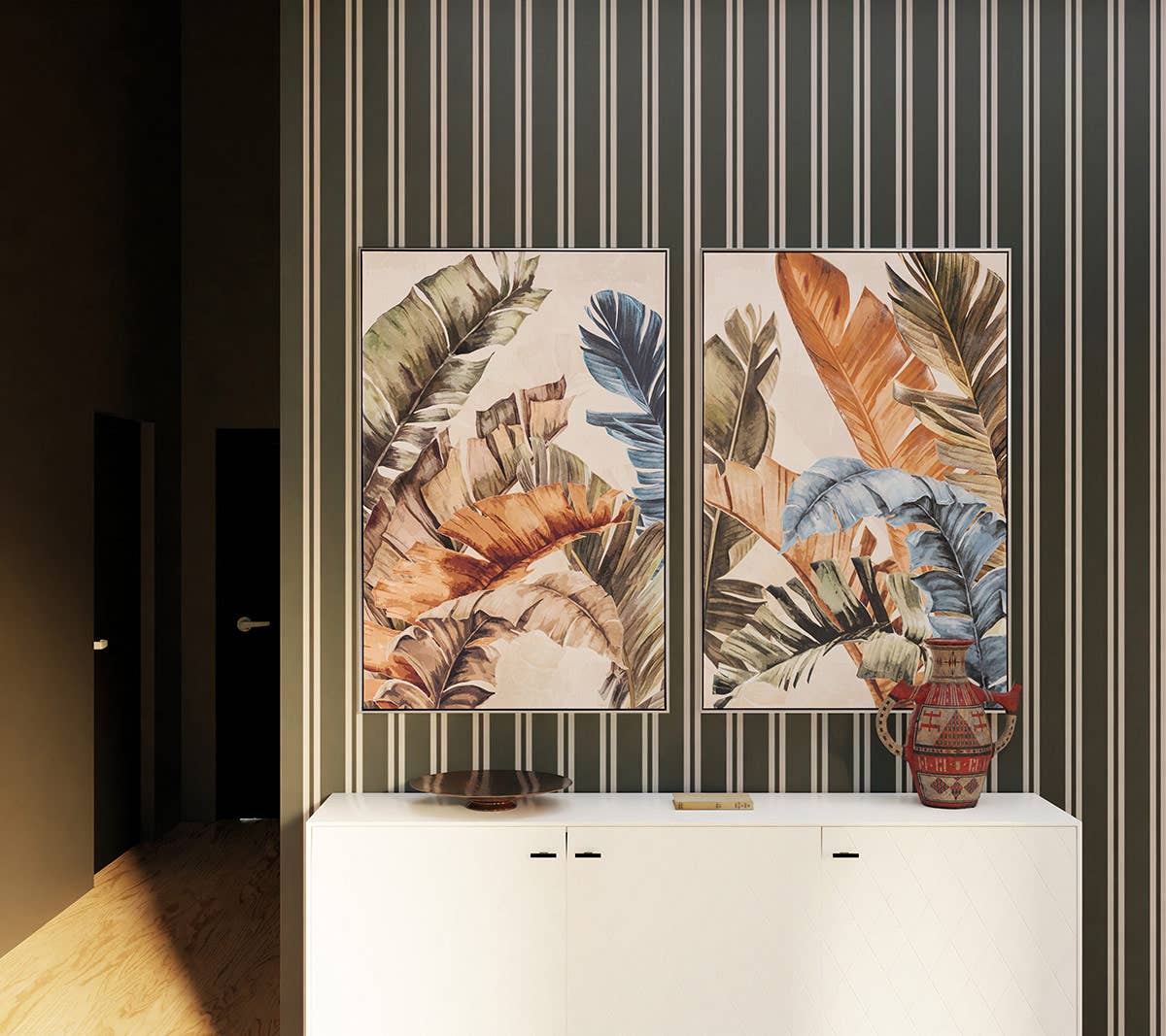 Printed and Oil Painting, Silver Frame 80X120X3.5 cm