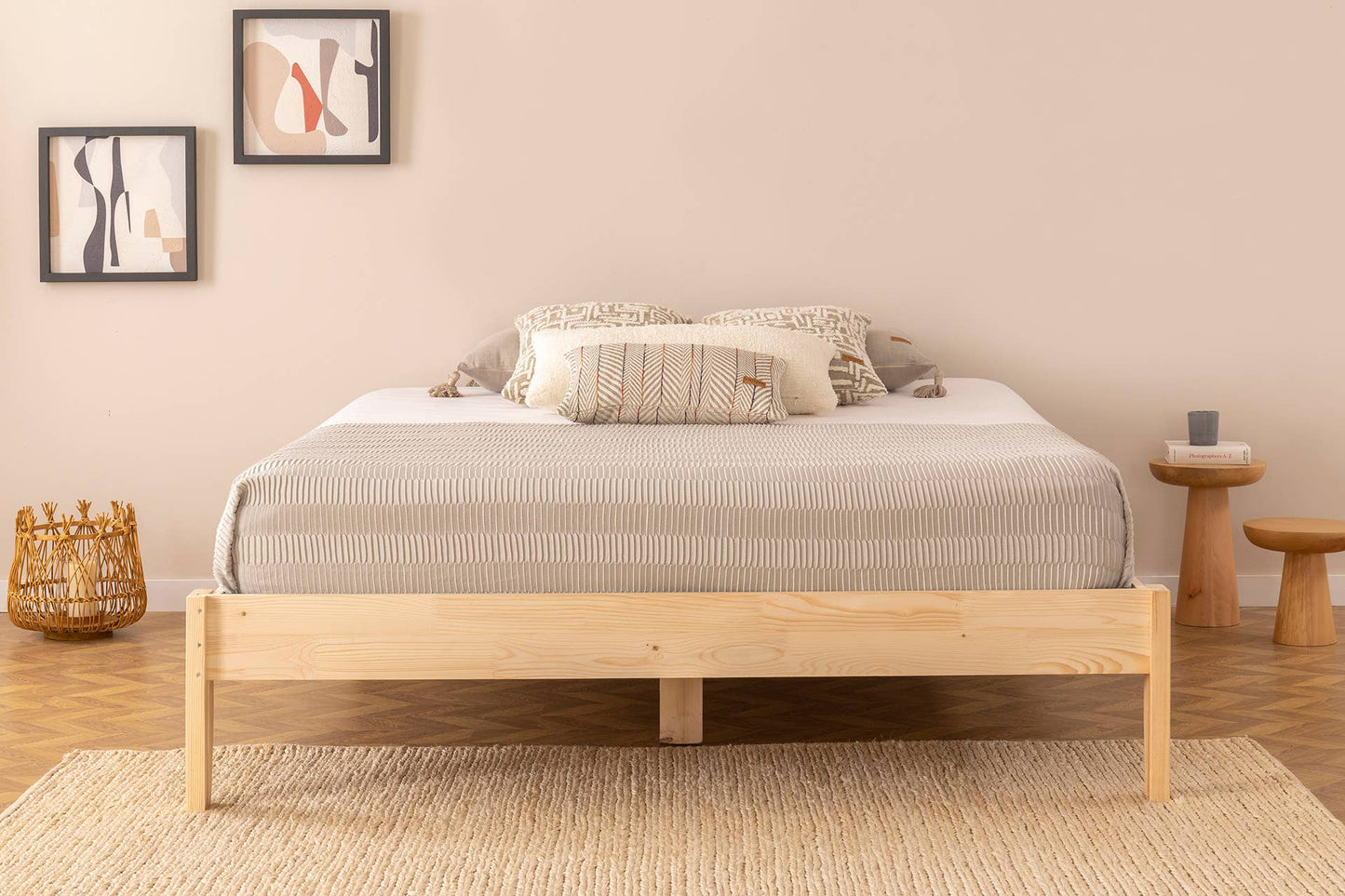 Galaxi Model Wooden Bed Single Pine Wood - Nature 150 x 200
