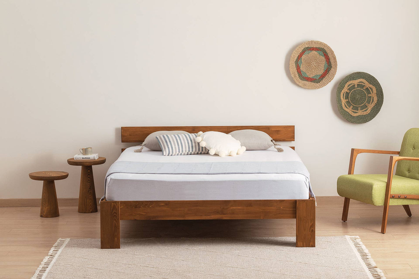 Berlin Model Wooden Bed Single Pine Wood - Brown 160 x 200
