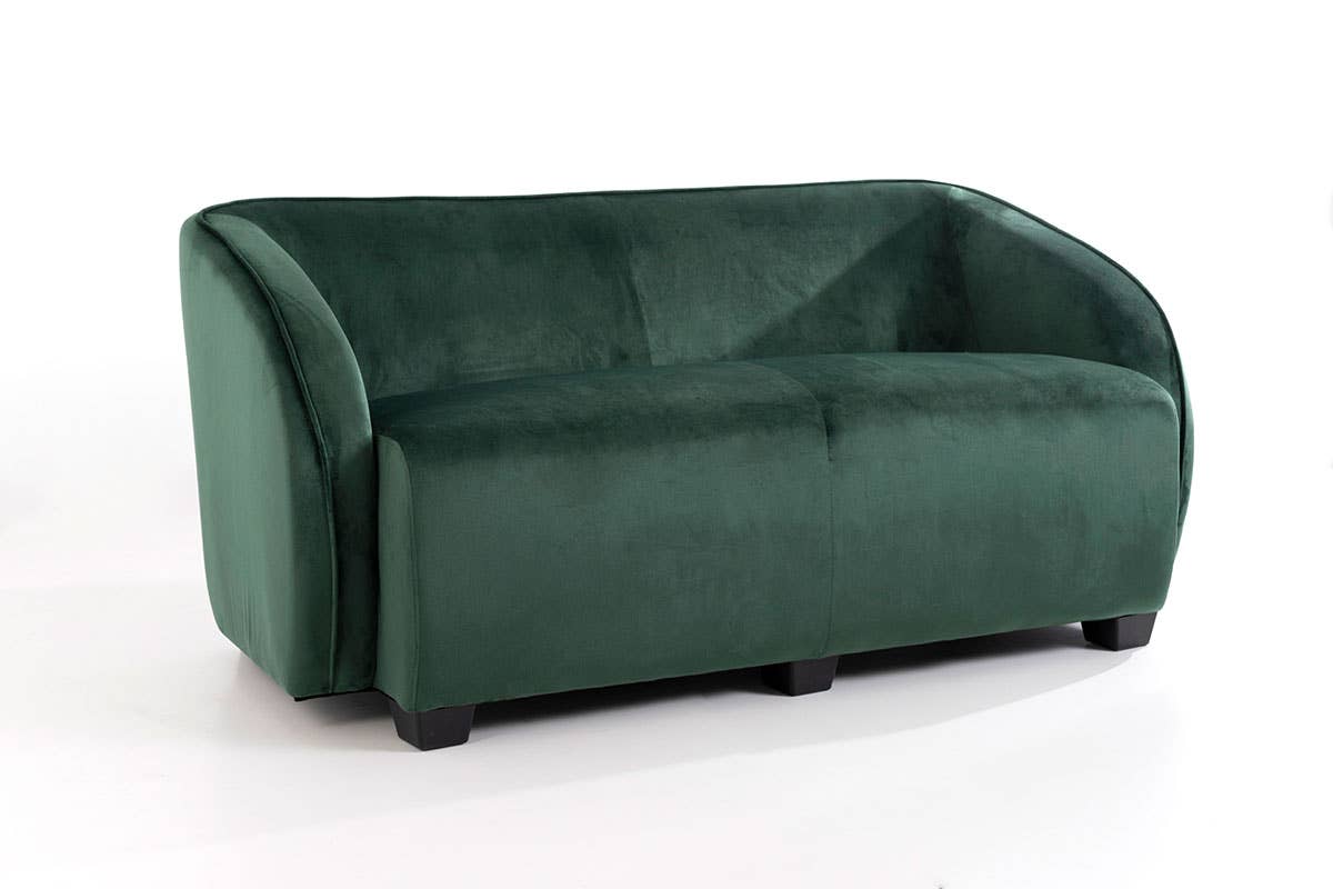 Green Velvet Sofa with Wooden Legs 165X89X66Cm