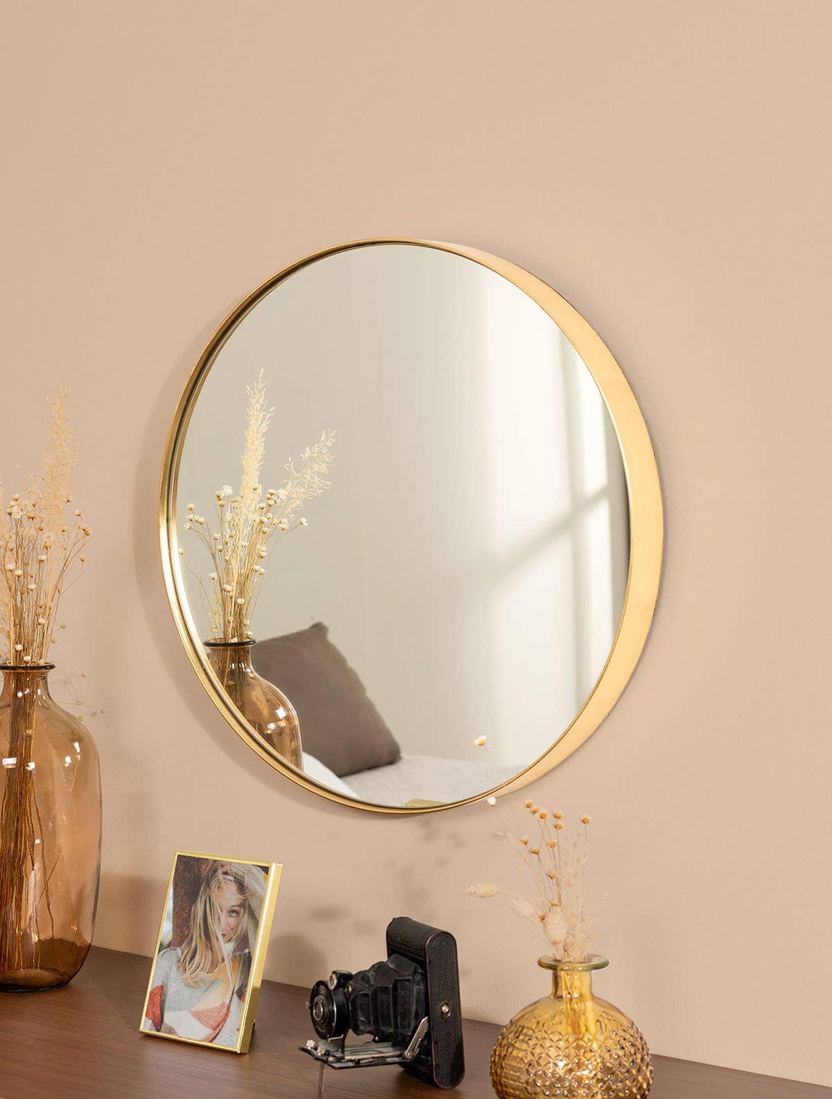 Round Gold Mirror. 51*51*4 cm