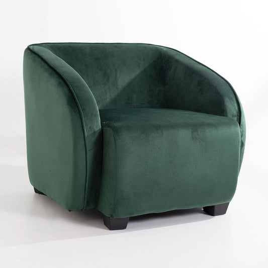 Green Velvet Armchair with Wooden Legs 95X89X66Cm