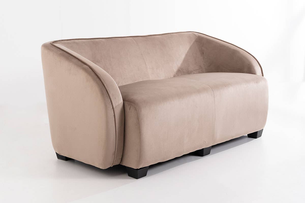 Beige Velvet Sofa with Wooden Legs 165X89X66Cm