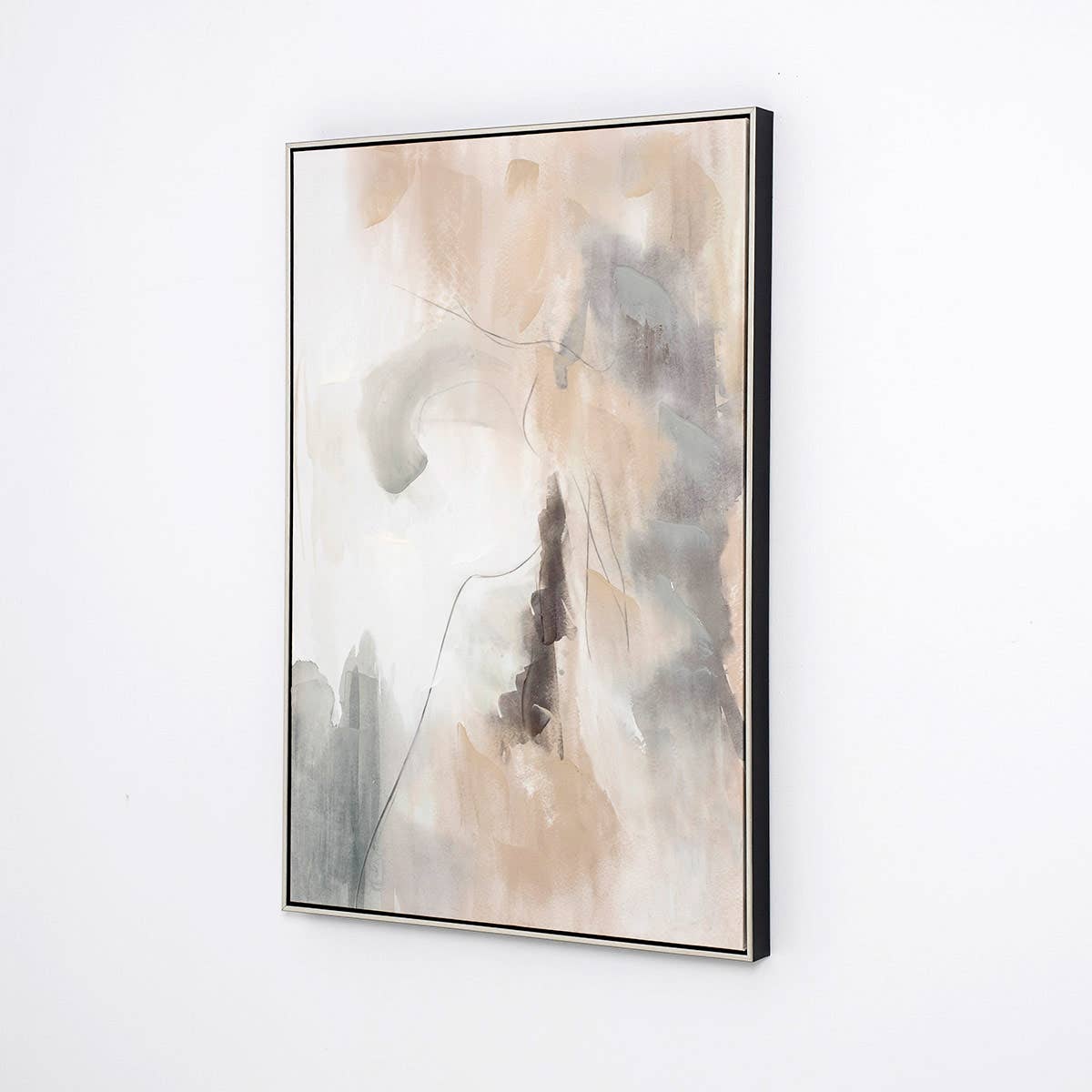 Set of 2 Oil and Printed Canvases with Silver Frame