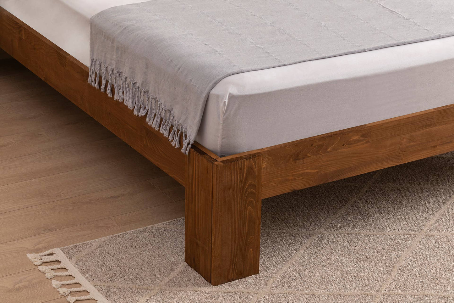 Berlin Model Wooden Bed Single Pine Wood - Brown 160 x 200
